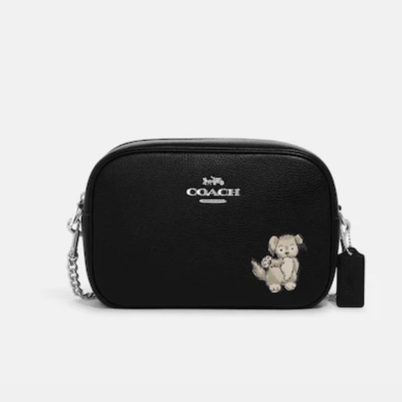 Coach Jamie Camera Bag With Mirror Bag Charm In Signature Canvas Happy Dog Print - Picture 2 of 13